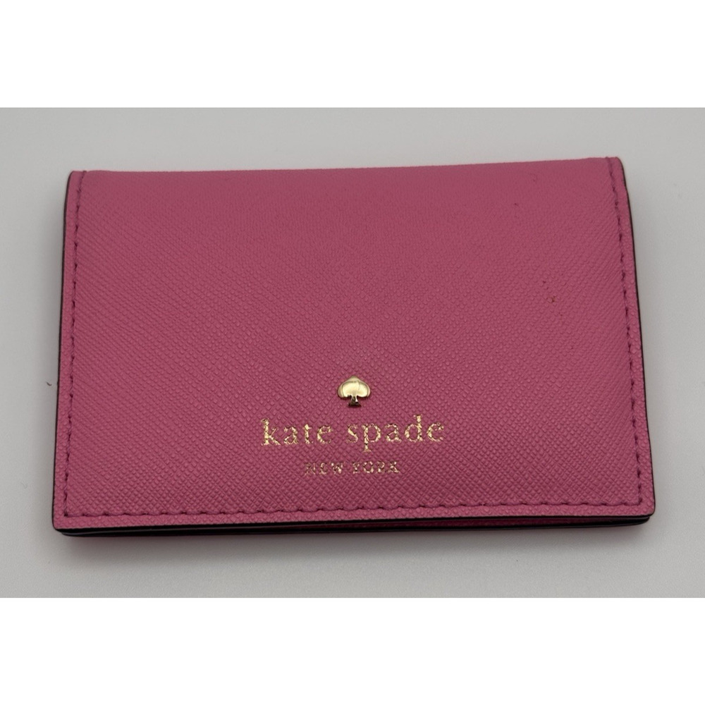 Kate Spade Cedar Street Melanie Leather Pink Card Case Credit Business Snap